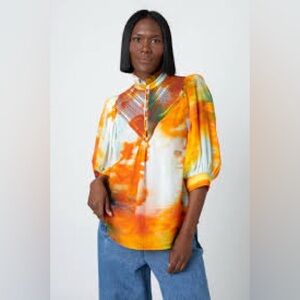 Hope for Flowers by Tracy Reese Abstract Button Front Blouse Top XS